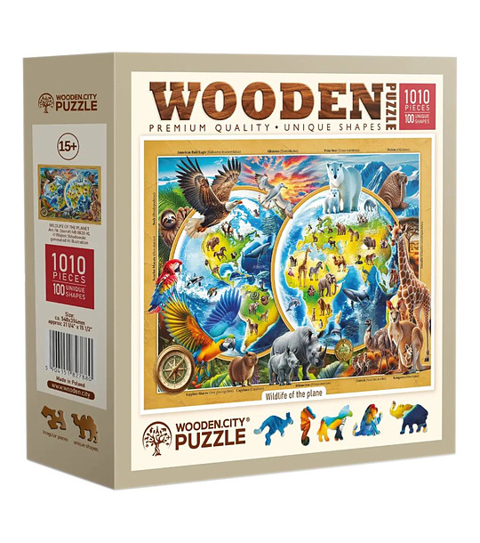 Дървен пъзел 1010 части - Дивите животни на планетата снимка