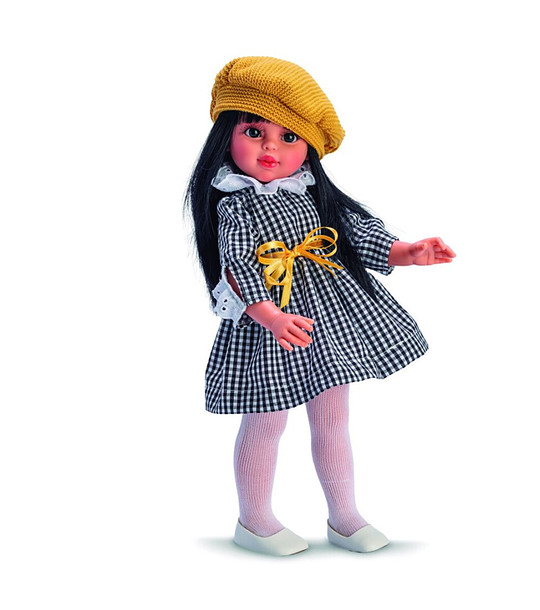 Кукла Сабрина със жълта плетена шапка, 40 см снимка