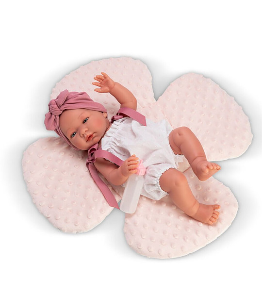 Кукла-бебе Мария, със розова възглавница цвете, 43 см снимка