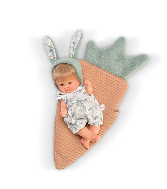 Кукла-бебе Чикита със заешки уши и чувалче морков 20 см снимка