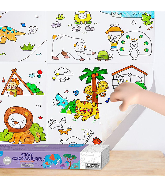 Плакат-стикер за оцветяване Истории с животни снимка