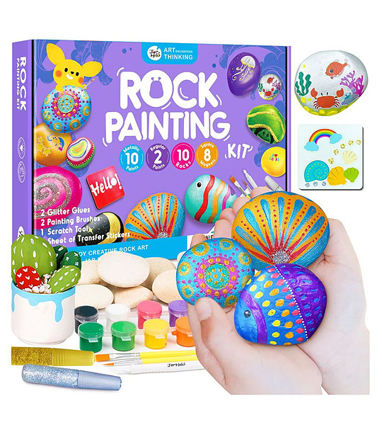 Рисуване върху камъни с металически бои и лепила с брокат снимка