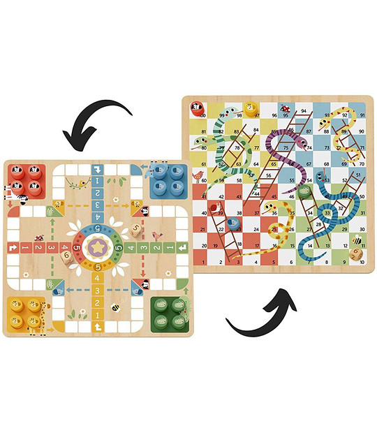 Дървени игри 2 в 1 Не се сърди човече и Змии и стълби снимка