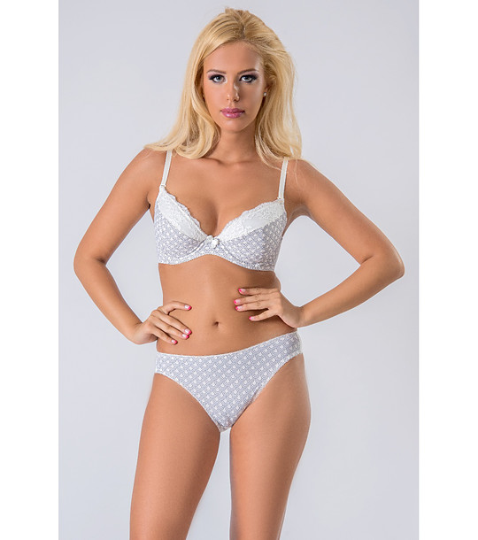 Сутиен в сиво и екрю DAISY с push up и дантела снимка