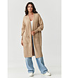 Дамска бежова дълга жилетка -0 снимка
