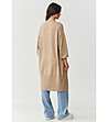 Дамска бежова дълга жилетка -1 снимка
