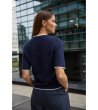 Дамска тъмносиня блуза с бели кантове-2 снимка