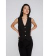 Дамски черен елек с райе -0 снимка