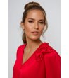 Червена дамска блуза с декоративни цветя-2 снимка