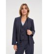 Дамско тъмносиньо сако на фини райета-0 снимка