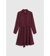 Рокля тип риза в бордо риза с колан -4 снимка