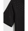 Черна памучна дамска блуза с перли-4 снимка