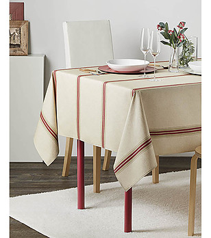 Тефлонова покривка LETO 150x350 в бежово с червени райета снимка