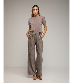 Дамски панталон в кафяво и екрю снимка