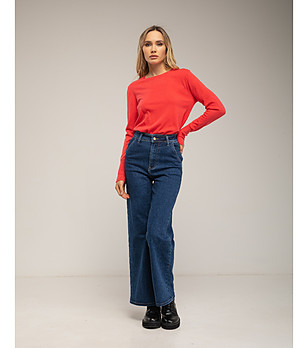 Сини памучни дамски дънки снимка