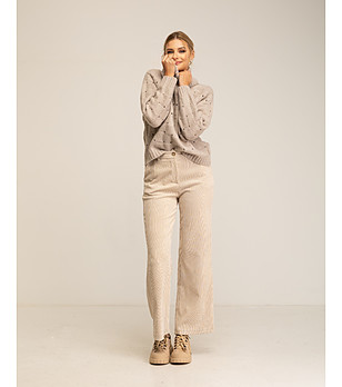 Дамски бежов рипс панталон снимка