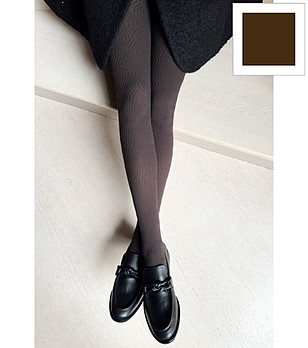 Кафяв дамски чорапогащник с релефен геометричен десен BOCARINI 60 DEN снимка