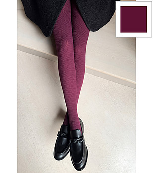 Дамски чорапогащник в цвят бордо с релефен геометричен десен BOCARINI 60 DEN снимка