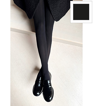 Черен дамски чорапогащник с широки рипс детайли LINEA ARTE 40 DEN снимка