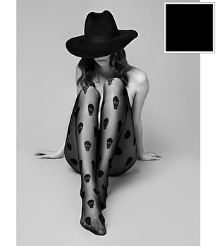 Черен фигурален чорапогащник 20 DEN AGENT SKULLY с черепи снимка