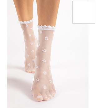 Бели чорапи 15 DEN APRIL с флорален десен снимка