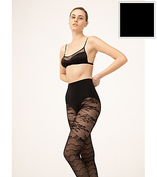 Черен фигурален чорапогащник 30 DEN AQUARIUS снимка