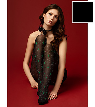 Черен фигурален чорапогащник с коледни мотиви 40 DEN BE MERRY снимка