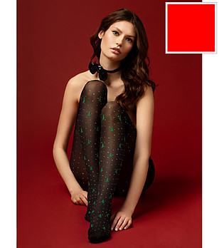 Черен фигурален чорапогащник 40 DEN BE MERRY с коледен мотив снимка