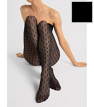 Черен фигурален чорапогащник 20 DEN BIJOU снимка