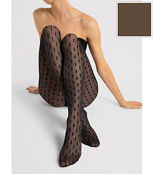 Фигурален чорапогащник в цвят мока 20 DEN BIJOU снимка