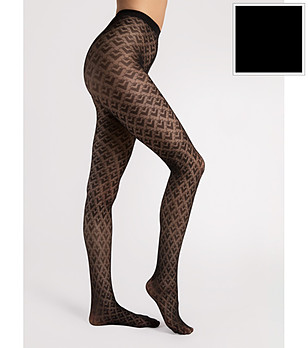 Черен фигурален чорапогащник 30 DEN BISETTE снимка