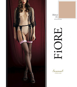 Телесни чорапи за жартиери 20 DEN BITTERSWEET снимка