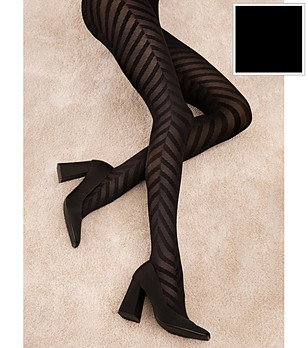 Черен фигурален чорапогащник 60 DEN CHANCE снимка