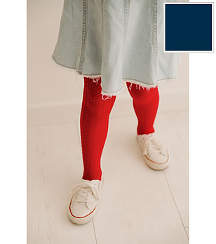 Тъмносин детски фигурален чорапогащник 60 DEN BRAIDY снимка