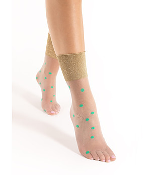 Прозрачни чорапи на точки в зелено и златисто 20 DEN BROADWAY снимка