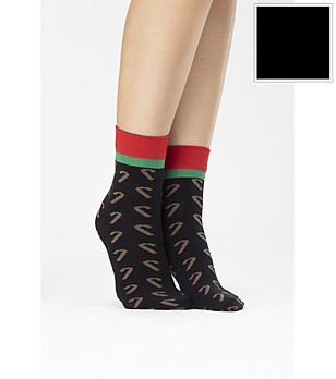 Черни чорапи с коледен десен 40 DEN CANDY CANE снимка