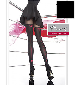 Черен чорапогащник имитация на жартиери 40 DEN CANELLA снимка