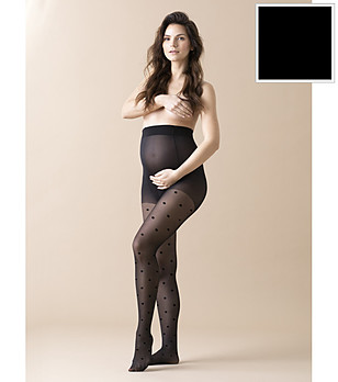 Черен чорапогащник на точки за бременни 20 DEN CERES снимка