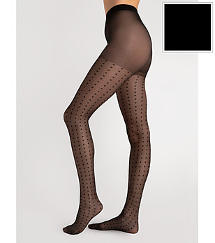 Черен фигурален чорапогащник на точки 15 DEN CHARLIZE снимка