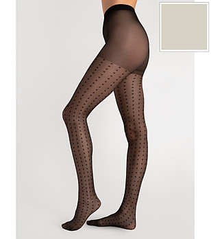 Фигурален чорапогащник в екрю на точки 15 DEN CHARLIZE снимка