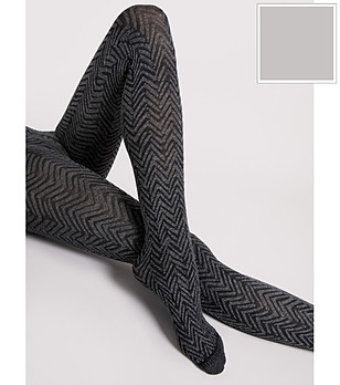 Сив меланж фигурален чорапогащник 60 DEN CHEVRON CHIC снимка