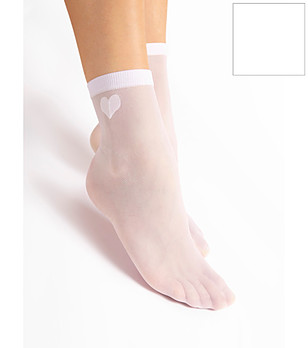 Бели тънки чорапи със сърце 20 DEN CUPIDO снимка