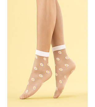 Телесни чорапи с цветя DAISY 20 DEN снимка