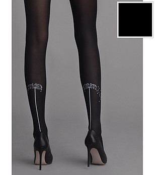 Черен фигурален чорапогащник 40 DEN DANDELION снимка