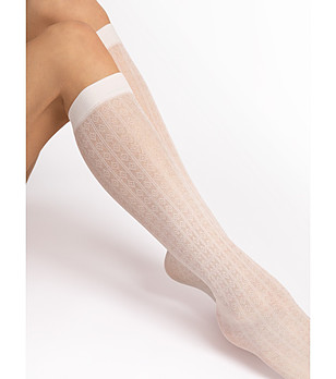 Кремави 3D фигурални чорапи до коляното 30 DEN DIAMOND CRUSH снимка