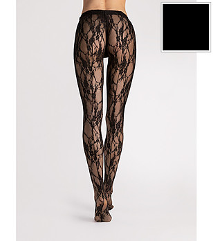 Черен дантелен чорапогащник DONATELLA снимка