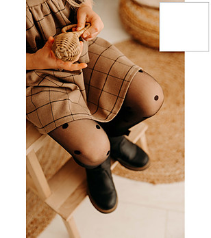 Бял детски чорапогащник на точки 15 DEN DOTTY снимка