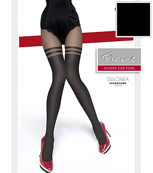 Черен чорапогащник имитация на жартиери 60 DEN DULCINEA снимка