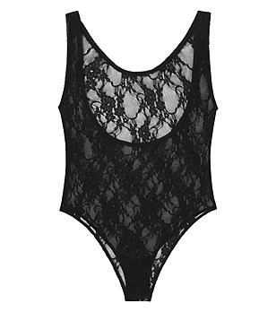 Черно дантелено боди с широки презрамки EMMA снимка