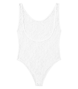 Бяло дантелено боди с широки презрамки EMMA снимка